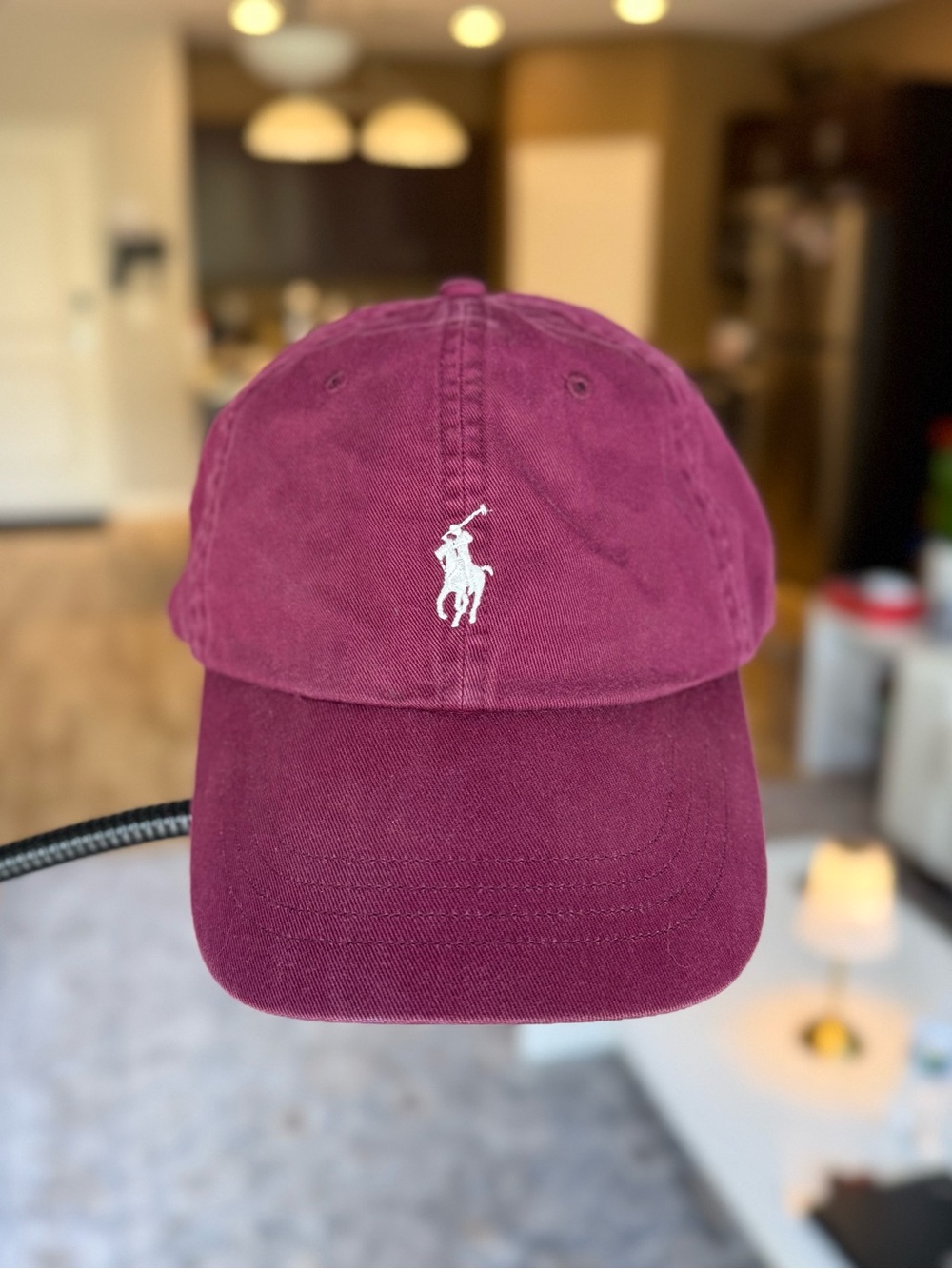 💯 Authentic Polo by Ralph Lauren in Wine with White Pony Logo Ball Cap